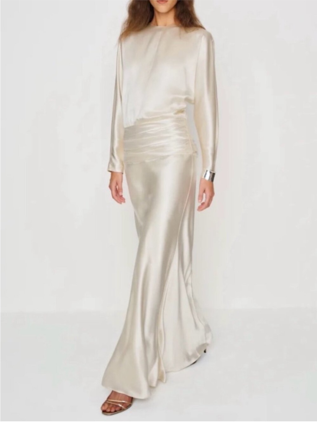 Nwt Reformation Esmee Silk Long-Sleeve Maxi Dress Ivory 6